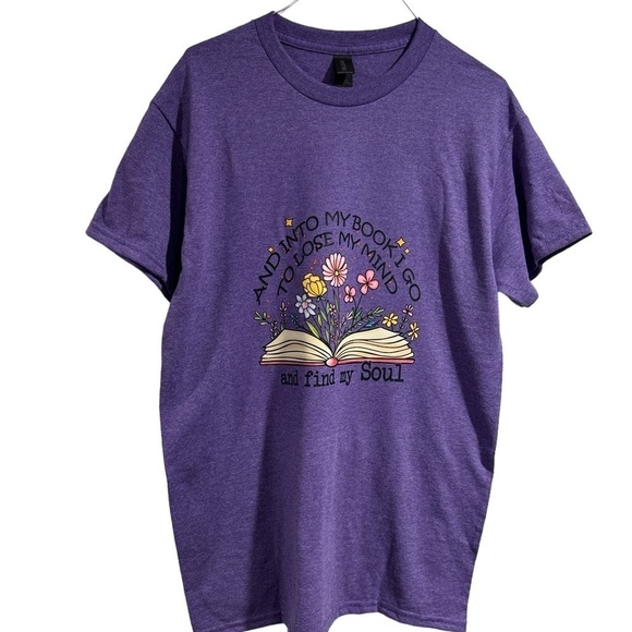 Book shirt small woman 100% cotton purple bookworm handmade NEW - Picture 1 of 4